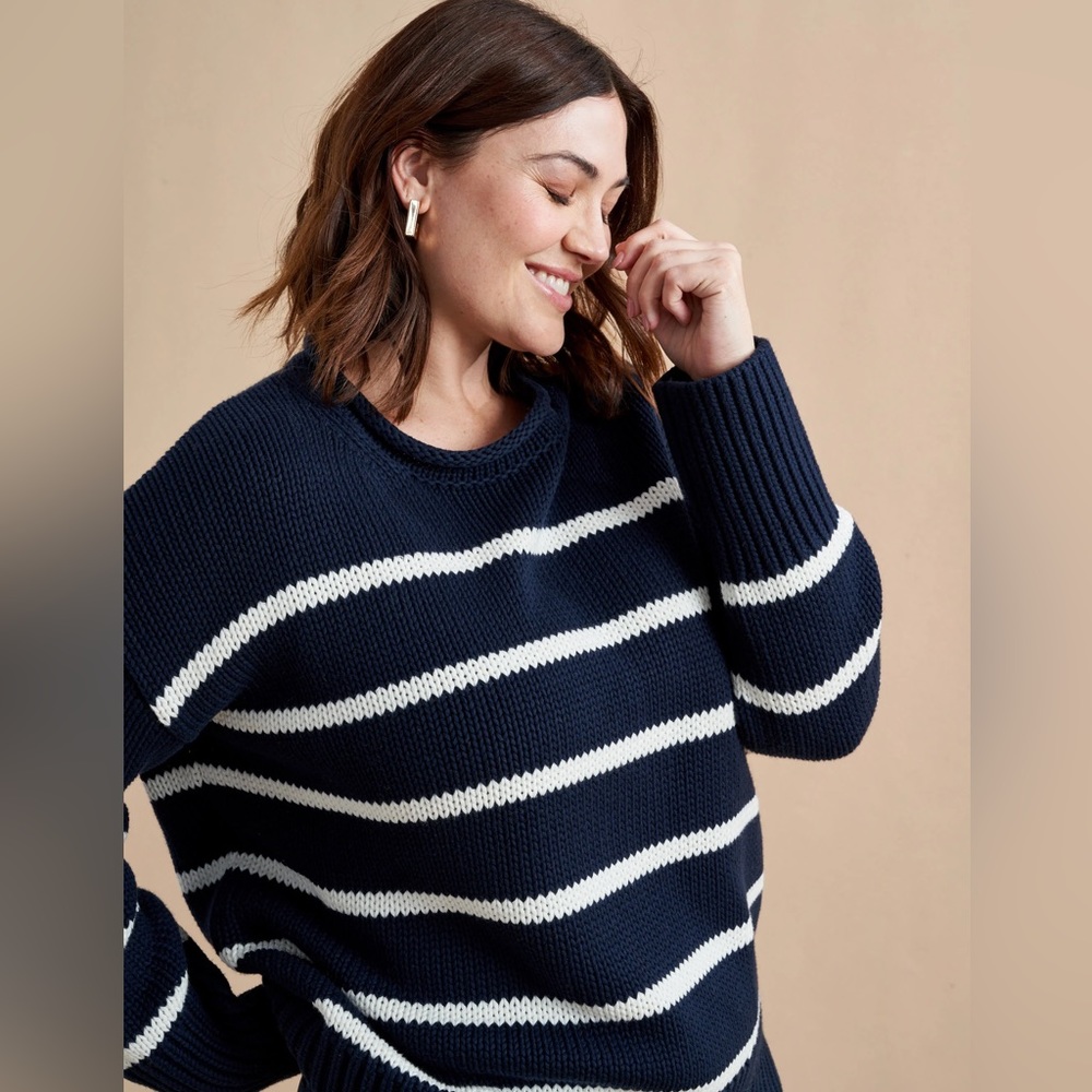 Marina Striped Sweater from La Ligne - size XL in Navy/Ivory